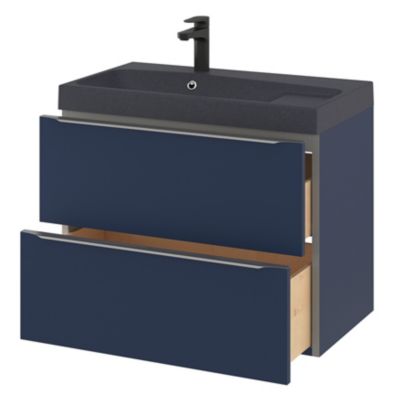 Meuble sous vasque suspendu l.80 x H.60 x P.45 cm, bleu nuit mat, GoodHome Imandra