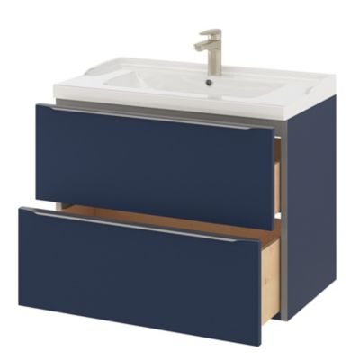 Meuble sous vasque suspendu l.80 x H.60 x P.45 cm, bleu nuit mat, GoodHome Imandra