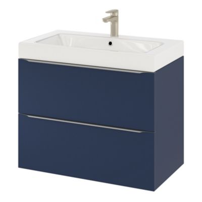 Meuble sous vasque suspendu l.80 x H.60 x P.45 cm, bleu nuit mat, GoodHome Imandra