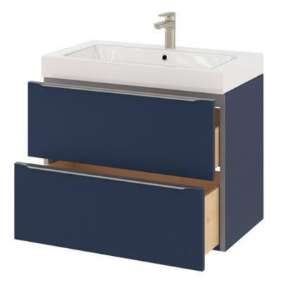 Meuble sous vasque suspendu l.80 x H.60 x P.45 cm, bleu nuit mat, GoodHome Imandra