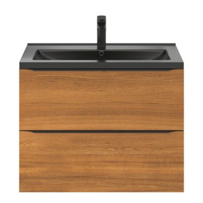 Meuble sous vasque suspendu l.80 x H.60 x P.45 cm, effet noyer, GoodHome Imandra