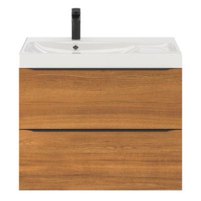 Meuble sous vasque suspendu l.80 x H.60 x P.45 cm, effet noyer, GoodHome Imandra