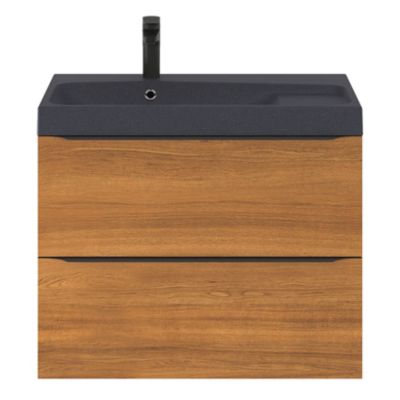Meuble sous vasque suspendu l.80 x H.60 x P.45 cm, effet noyer, GoodHome Imandra