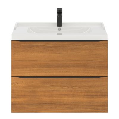Meuble sous vasque suspendu l.80 x H.60 x P.45 cm, effet noyer, GoodHome Imandra