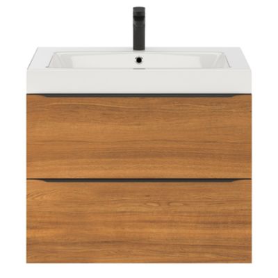 Meuble sous vasque suspendu l.80 x H.60 x P.45 cm, effet noyer, GoodHome Imandra