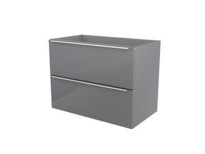 Meuble sous vasque suspendu l.80 x H.60 x P.45 cm, gris brillant, GoodHome Imandra