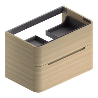 Meuble sous vasque suspendu l.84 x H.55 x P.50,5 cm, décor bois naturel, Alba
