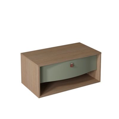 Meuble sous vasque suspendu l.90 x H.40 x P.50 cm, vert fougère mat, 1 tiroir, Decotec Havana