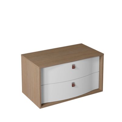 Meuble sous vasque suspendu l.90 x H.50 x P.50 cm, blanc mat, 2 tiroirs, Decotec Havana