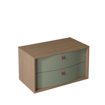 Meuble sous vasque suspendu l.90 x H.50 x P.50 cm, vert fougère mat, 2 tiroirs, Decotec Havana