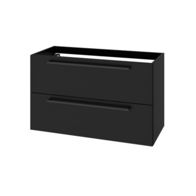Meuble sous vasque suspendu noir mat 2 tiroirs l.100 x H.60 x P.45 cm GoodHome Imandra
