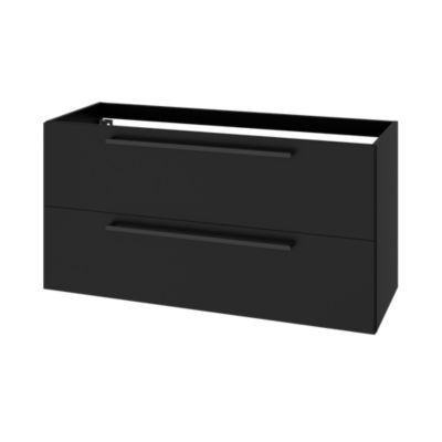 Meuble sous vasque suspendu noir mat 2 tiroirs l.120 x H.60 x P.45 cm, GoodHome Imandra