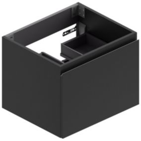 Meuble sous vasque suspendu noir mat l.60 x H.46,5 x P.50,5 cm, Pura+