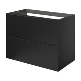 Meuble sous vasque suspendu noir mat l.80 x H.60 x P.45 cm, GoodHome Imandra