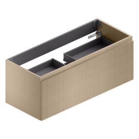 Meuble sous vasque suspendu placage chêne clair strié l.120 x H.46,5 x P.50,5 cm pour plan simple vasque, Pura+