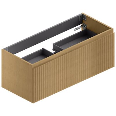 Meuble sous vasque suspendu placage chêne miel strié l.120 cm, Pura