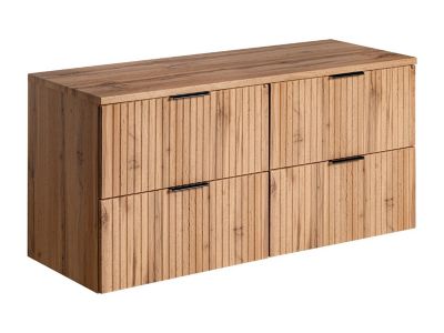 Meuble sous vasque suspendu strié avec planche - Naturel clair - L120 cm - ZEVARA