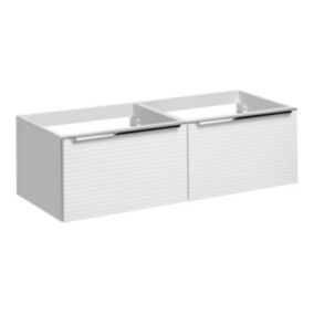 Meuble sous vasque suspendu strié blanc - 120 cm - LATOMA