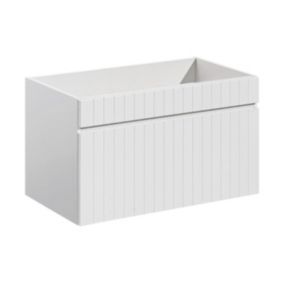 Meuble sous vasque suspendu strié blanc - 80 cm - SATARA