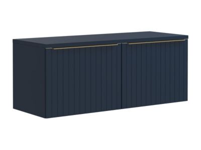 Meuble sous vasque suspendu strié bleu - 120 cm - JOSEPHA