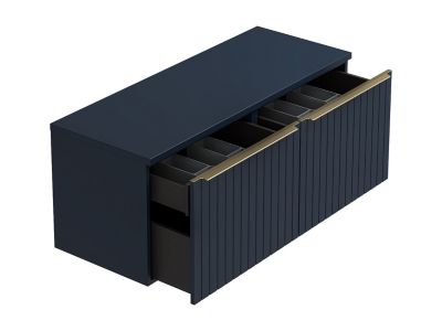 Meuble sous vasque suspendu strié bleu - 120 cm - JOSEPHA