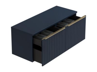 Meuble sous vasque suspendu strié bleu - 120 cm - JOSEPHA