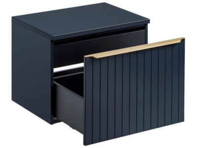 Meuble sous vasque suspendu strié bleu - 60 cm - JOSEPHA