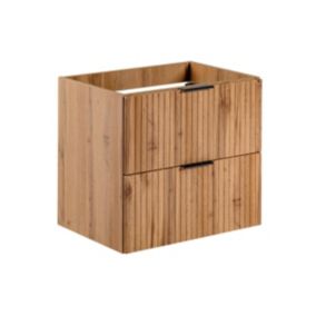 Meuble sous vasque suspendu strié - Naturel clair - L60 cm - ZEVARA