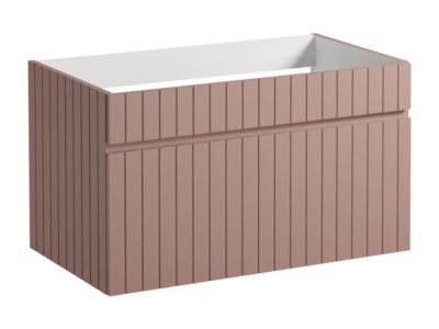 Meuble sous vasque suspendu strié rose - 80 cm - SATARA