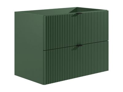 Meuble sous vasque suspendu strié - Vert mat - 80 cm - ZEVINI