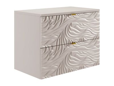 Meuble sous vasque suspendu texturé avec planche - Beige - 80 cm - RINAREL