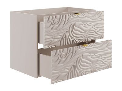 Meuble sous vasque suspendu texturé - Beige - 80 cm - RINAREL