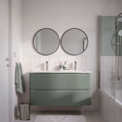 Meuble sous vasque suspendu vert l.120 x H.60 x P.45,5 cm GoodHome Nevado