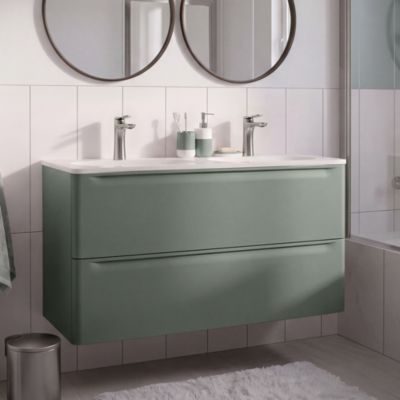 Meuble sous vasque suspendu vert l.120 x H.60 x P.45,5 cm GoodHome Nevado