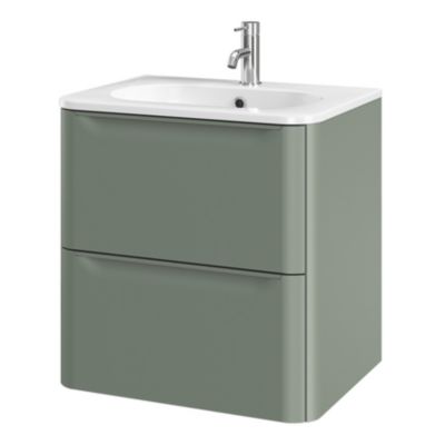 Meuble sous vasque suspendu vert l.60 x H.60 x P.45,6 cm GoodHome Nevado