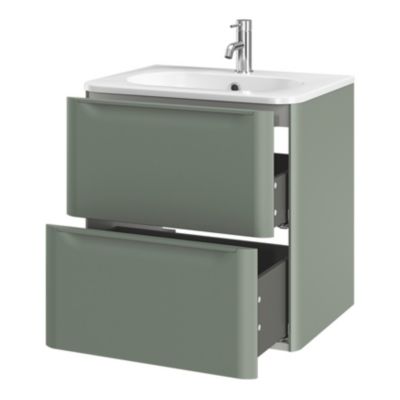 Meuble sous vasque suspendu vert l.60 x H.60 x P.45,6 cm GoodHome Nevado