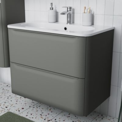 Meuble sous vasque suspendu vert l.80 x H.60 x P.45,6 cm GoodHome Nevado