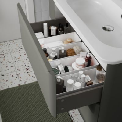 Meuble sous vasque suspendu vert l.80 x H.60 x P.45,6 cm GoodHome Nevado