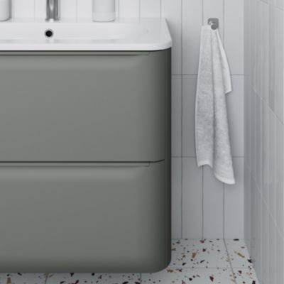 Meuble sous vasque suspendu vert l.80 x H.60 x P.45,6 cm GoodHome Nevado