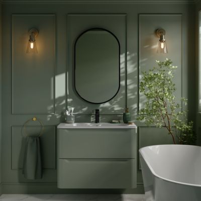 Meuble sous vasque suspendu vert l.80 x H.60 x P.45,6 cm GoodHome Nevado