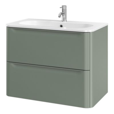Meuble sous vasque suspendu vert l.80 x H.60 x P.45,6 cm GoodHome Nevado