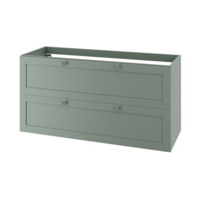 Meuble sous vasque suspendu vert sauge 2 tiroirs l.120 x H.60 x P.45 cm, GoodHome Imandra