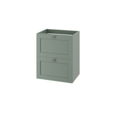Meuble sous vasque suspendu vert sauge 2 tiroirs l.50 x H.60 x P.36 cm GoodHome Imandra