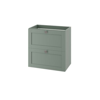 Meuble sous vasque suspendu vert sauge 2 tiroirs l.60 x H.60 x P.36 cm GoodHome Imandra