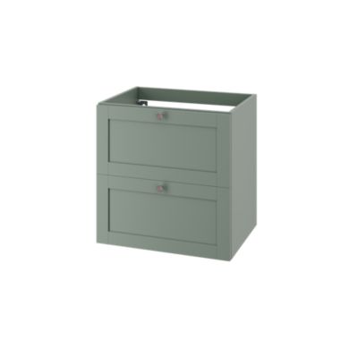 Meuble sous vasque suspendu vert sauge 2 tiroirs l.60 x H.60 x P.45 cm GoodHome Imandra