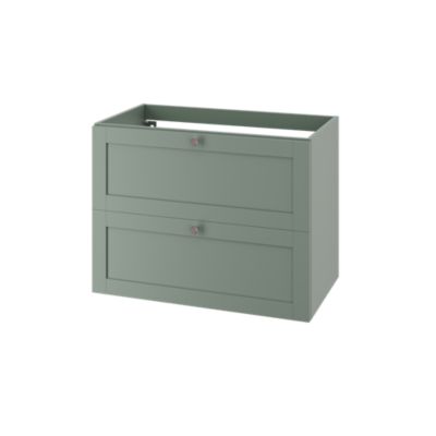 Meuble sous vasque suspendu vert sauge 2 tiroirs l.80 x H.60 x P.45 cm GoodHome Imandra