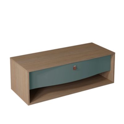 Meuble sous vasque suspendu vert toundra mat l.120 x H.40 x P.50 cm, 1 tiroir, Decotec Havana