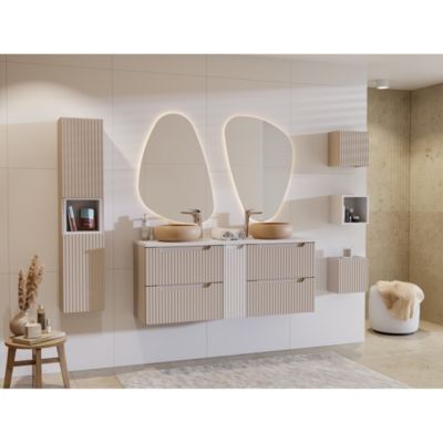 Meuble sous vasque VANO 60 cm  2 tiroirs  Marron Congo  Finition mat élégante