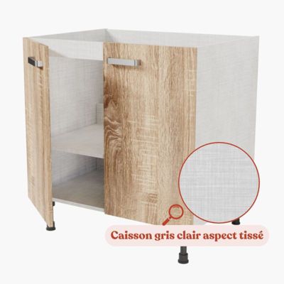Meuble sous évier - 80 cm - Caisson coloris Lino