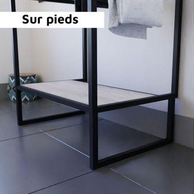 Meuble STRUCTURA 140 cm avec deux vasques à poser et miroir led Etal- Noir
